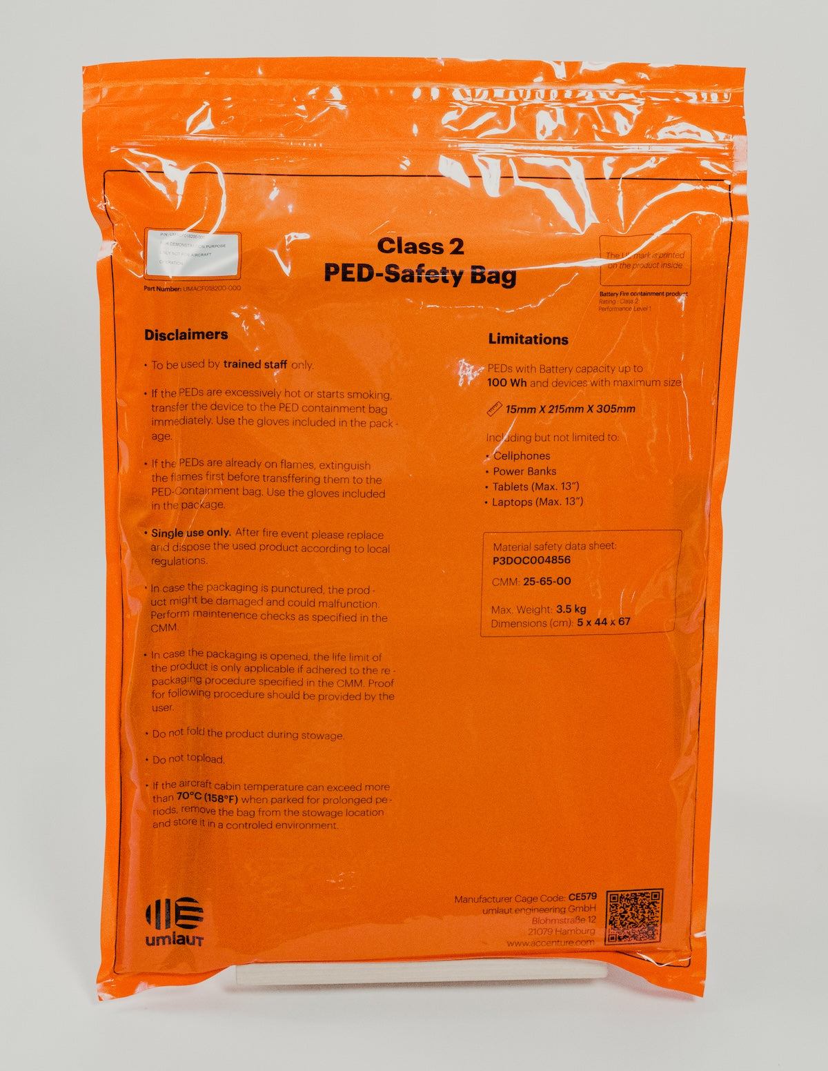 Accenture PED Safety Bag - UL5800 Class 2 Performance Level 1